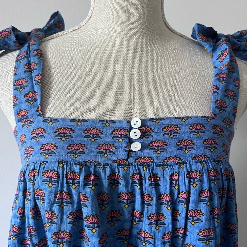 Cleobella Blue Floral Tie-Strap Midi Dress Sz/M. - Picture 6 of 11